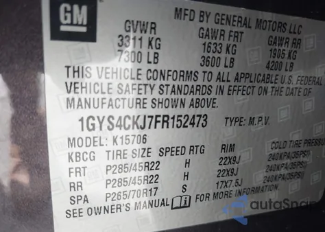 2015 Cadillac Escalade Premium z USA, uszkodzony, nr VIN 1GYS4CKJ7FR152473